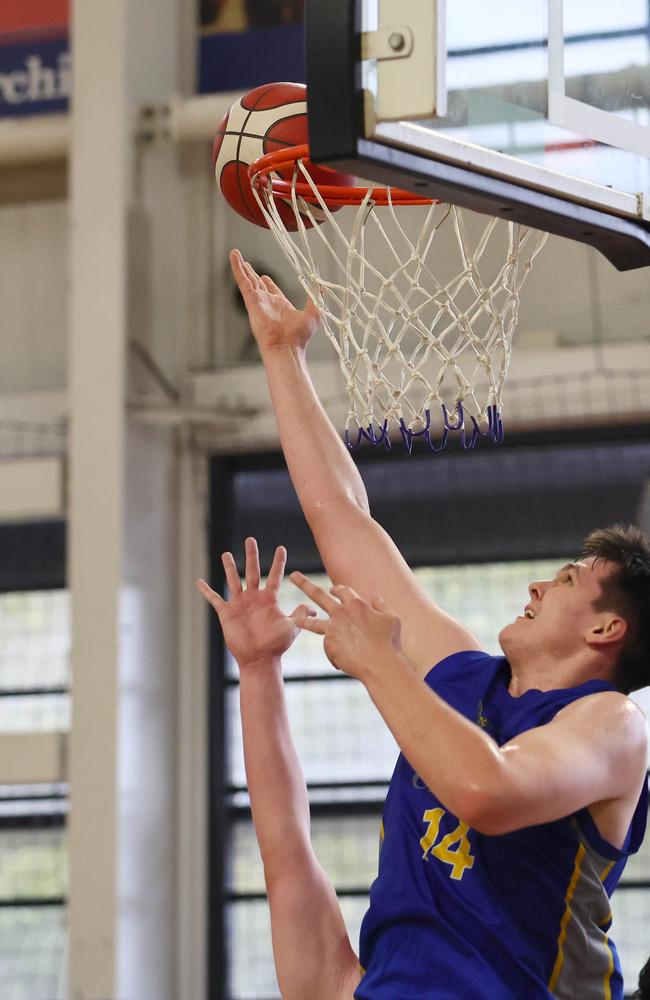 Action from the GPS basketball round 1 match between Brisbane State High and Churchie. Pictured is ChurchieÃ&#149;s Kurt Siwek. Picture: Tertius Pickard