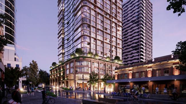 An artist's impression of the 25-storey Brunswick &amp; Co Build-to-Rent development in Fortitude Valley, Brisbane, by Frasers Property Australia. Picture supplied.