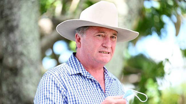 BRISBANE, AUSTRALIA – NewsWire Photos – January 19, 2022. Deputy Prime Minister Barnaby Joyce speaks during press conference in Brisbane regarding new measures aimed at improving Brisbane Airport noise issues. Picture: NCA NewsWire / Dan Peled