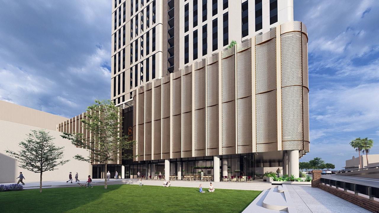 Artist's impressions of $350m student accommodation tower at Trinity Church site at 88 North Tce, Adelaide. Picture: Supplied by 1835 Property