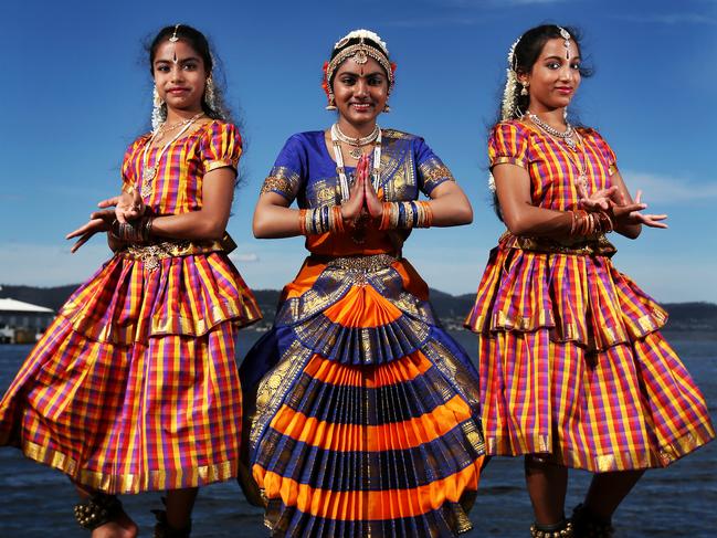 L-R Kaninila (Kaninila) Mathivathanan (Mathivathanan) 10, Thagavini (Thagavini) Ulaganathan (Ulaganathan) 14, Shreya (Shreya) Karunakara (Karunakara) 13 who are of Indian and Sri Lankan background will perform at the Diwali Festival. The Diwali Festival or Festival of Lights is celebrated amongst South Asian and Hindu communities and for the first there will be a community celebration in Hobart. Picture: NIKKI DAVIS-JONES