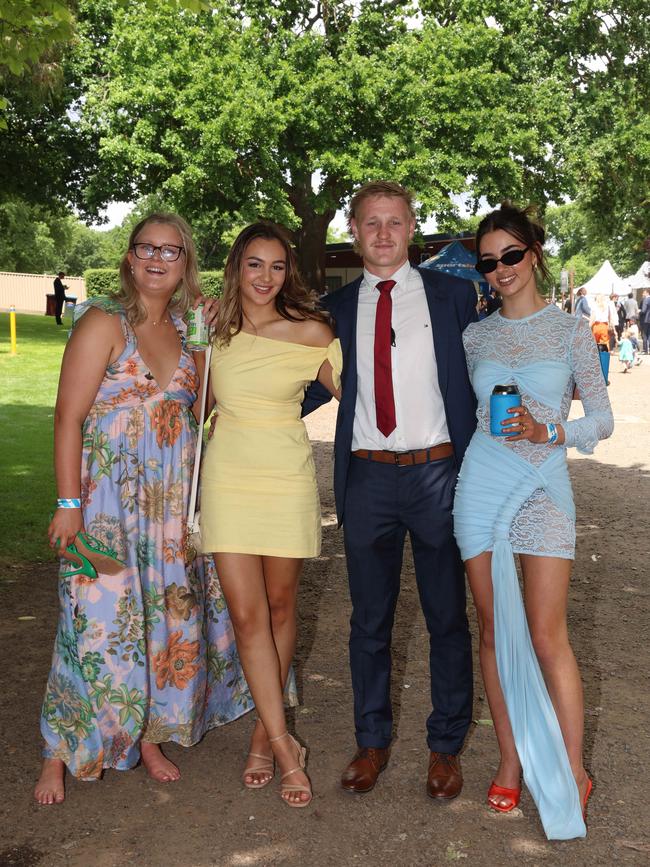 Tilly Waight, Stella Ryan, Zac Douglas and Laura Geddes attend the Ballarat Cup. Picture: Brendan Beckett