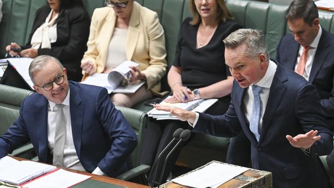 Anthony Albanese and Climate Change and Energy Minister Chris Bowen in question time on Monday. Picture: Martin Ollman/NCA NewsWire