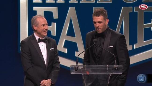 Dane Swan has crowd in hysterics with Hall of Fame speech
