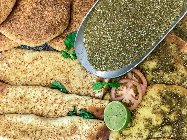 Al Fayhaa Bakery’s spices and sesame manoosh. Picture: Jenifer Jagielski