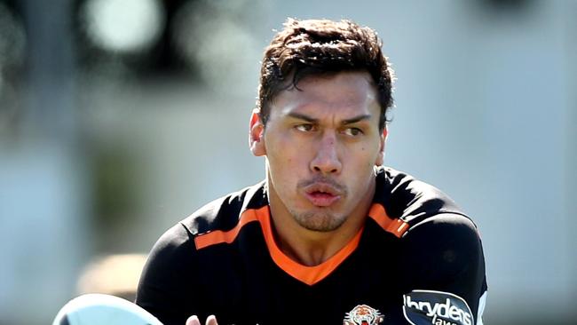 Elijah Taylor during Wests Tigers training at Leichhardt Oval, Leichhardt. Picture: Gregg Porteous