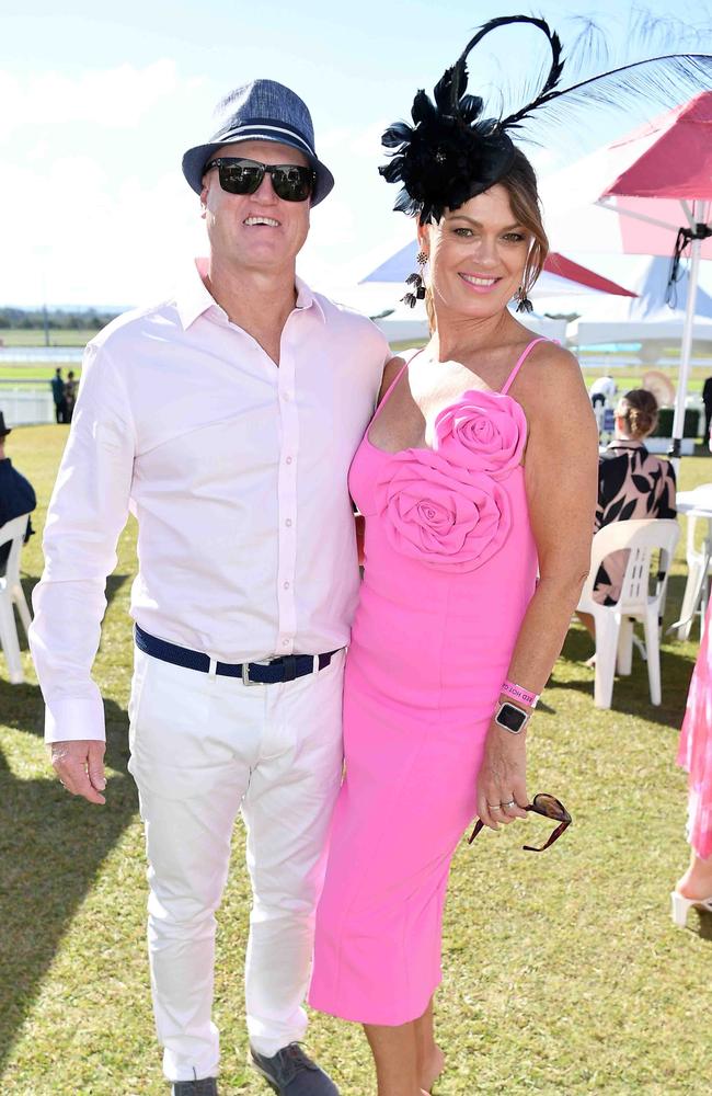 Dean and Heather Ewington at Ladies Oaks Day, Caloundra. Picture: Patrick Woods.