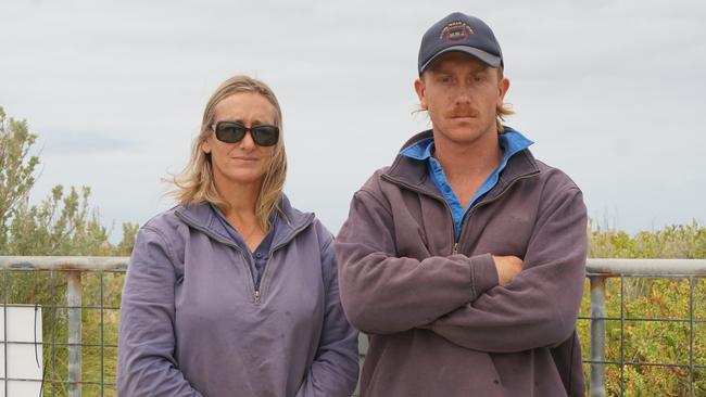 Wye landowners Jo and Morgan Feast have locked a gate to stop people accessing the beach from their private property. Picture: Jessica Ball