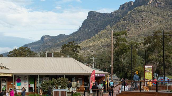 Tourists flock to Halls Gap, pictured here in the Main Street outside the Ice Cream shop. Picture: Jason Edwards