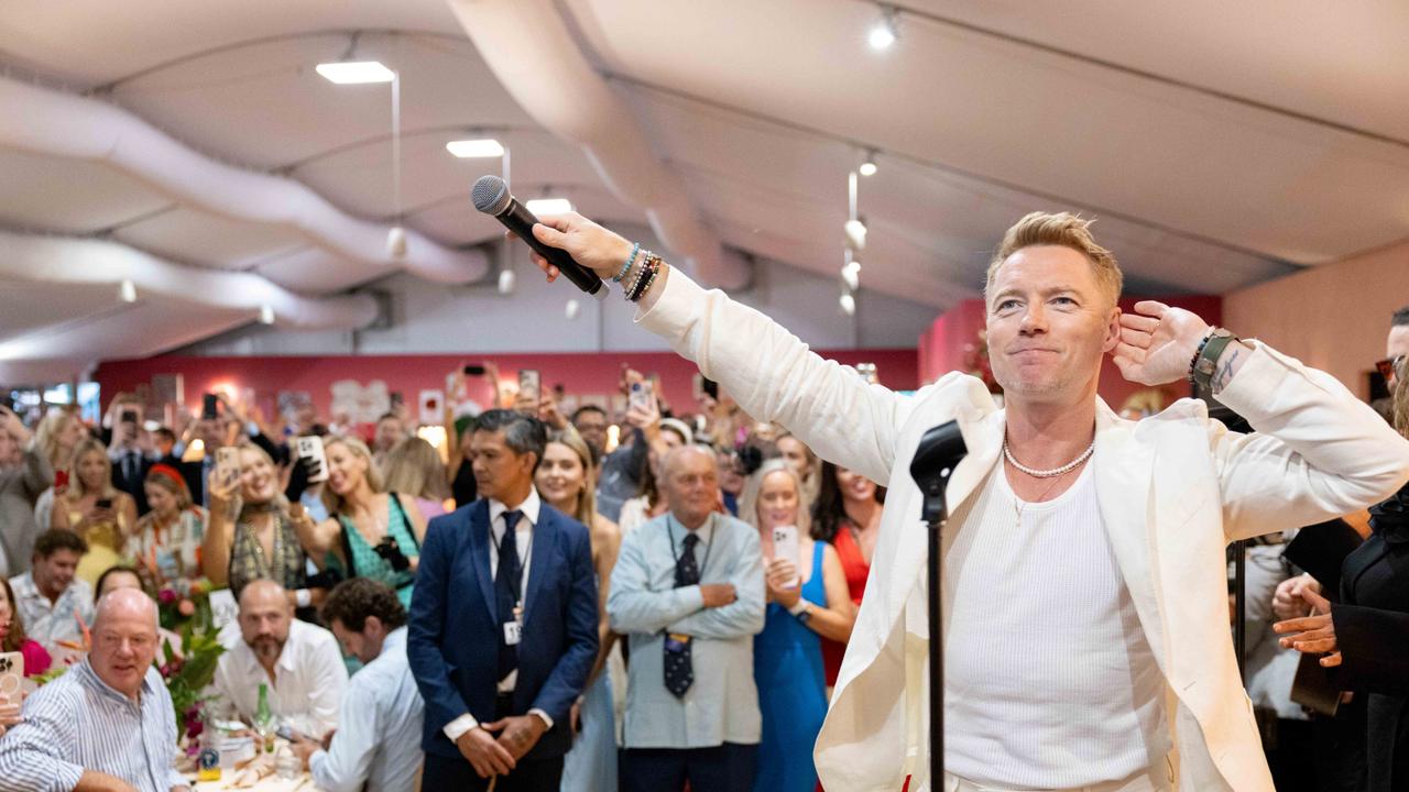 Ronan Keating performs at Magic Millions race day. Picture: Luke Marsden.