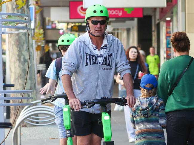 Lime’s footpath riding detection technology has only been rolled out to 100 e-scooters. Picture: Brendan Beckett