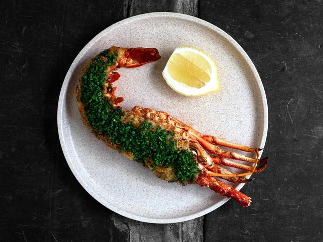 Southern Rock Lobster Thermidor with herbs and flowers. Picture: Supplied