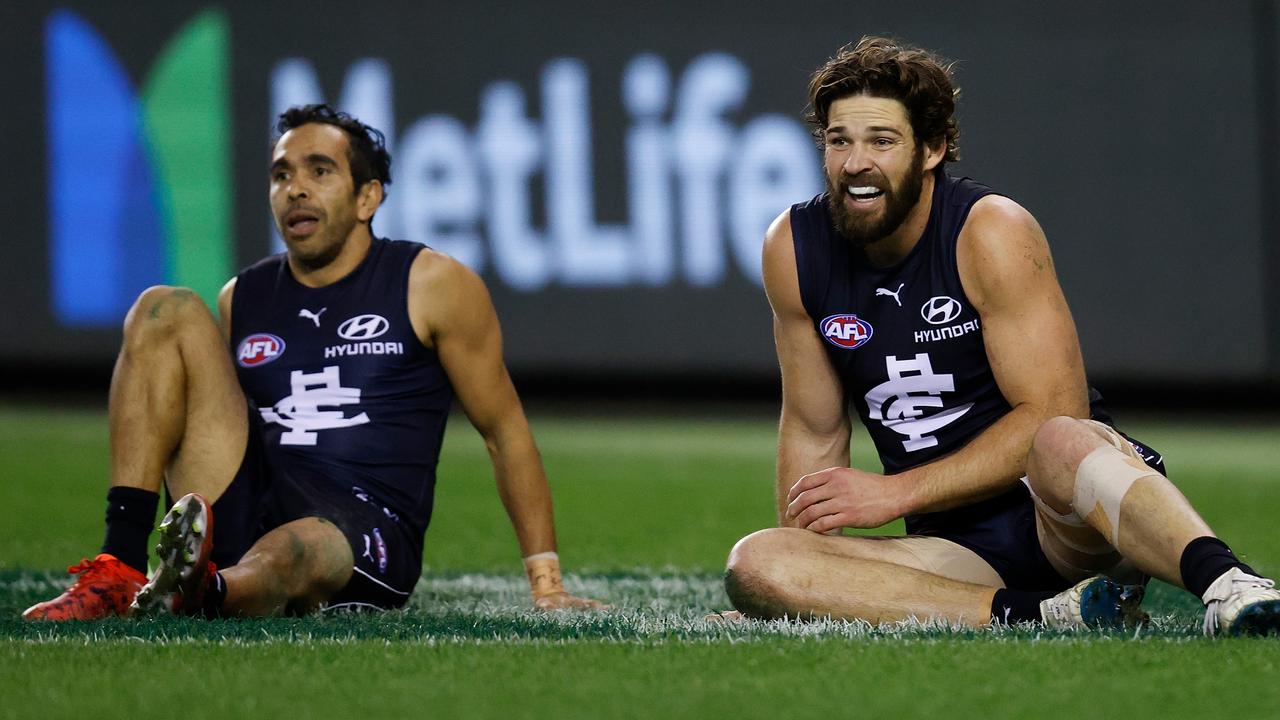 Betts and Casboult kicked two goals each on Saturday night but it wasn’t enough to snatch victory from the Giants. (Photo by Michael Willson/AFL Photos via Getty Images)