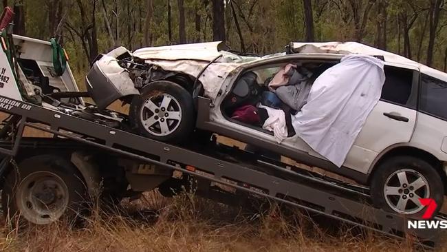 A 29-year-old Mackay woman has died in a tragic highway rollover near Saint Lawrence. Picture: 7News Mackay