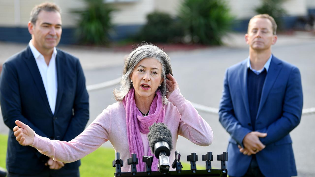 Prof Spurrier speaks to reporters at Discovery Parks at Semaphore.Picture Mark Brake