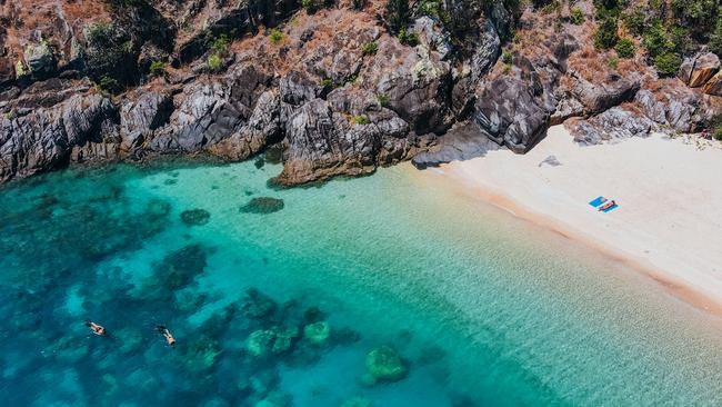 Snorkelling on Pelorus Private Island. Picture: Ashleigh Bridget.