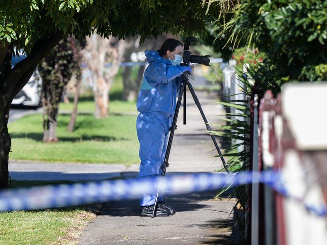 Six shots were fired into the house. Neighbours say kids live there. Picture: Tony Gough