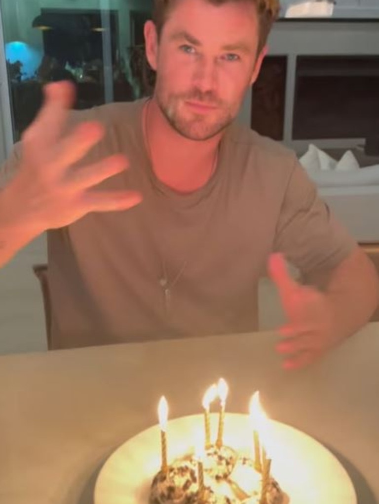 Chris Hemsworth gets scoops of ice-cream as a birthday cake from his kids |  Herald Sun