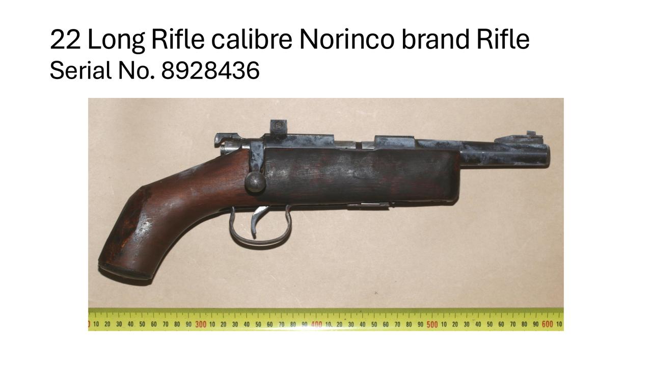 One of the guns found at the Train property.