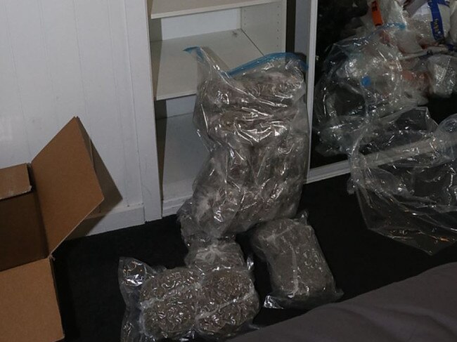 10kg of cannabis was allegedly found in the Kelvin Grove residence, stashed in vacuum-sealed bags. Picture: Queensland Police Service