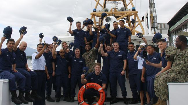 The crew of the US Coast Guard Oliver Henry said they had enjoyed their first visit to Cairns as part of Operation Pacific Blue which included working with Australian Border Force in the Torres Strait. Picture: Alison Paterson