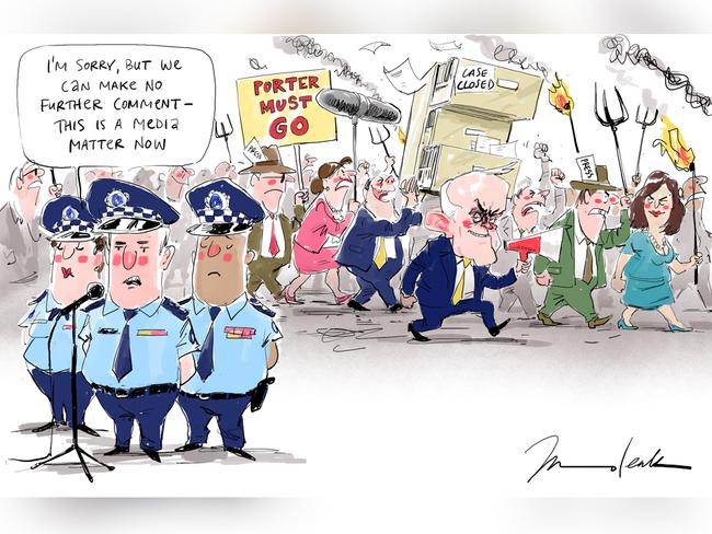 Johannes Leak Commentary Cartoon for 04-03-2021Version: Commentary Cartoon  (1024x768 - Aspect ratio preserved, Canvas added)COPYRIGHT: The Australian's artists each have different copyright agreements in place regarding re-use of their work in other publications.Please seek advice from the artists themselves or the Managing Editor of The Australian regarding re-use.