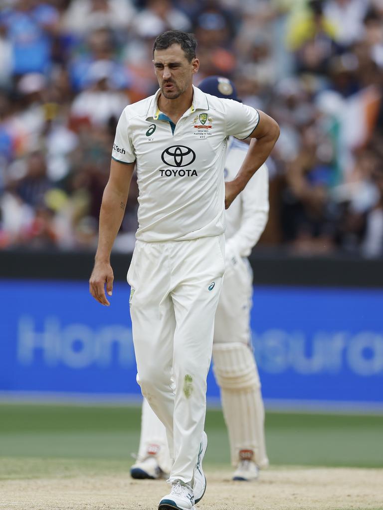 Starc was in clear discomfort. Picture: Michael Klein