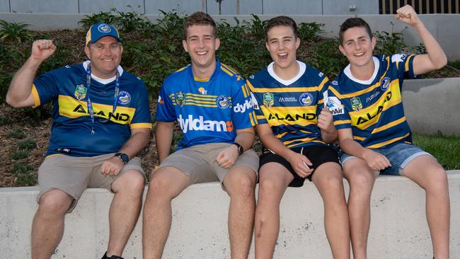 Michael Blacker with his sons Ryan, Aaron and Brady. Picture: Monique Harmer