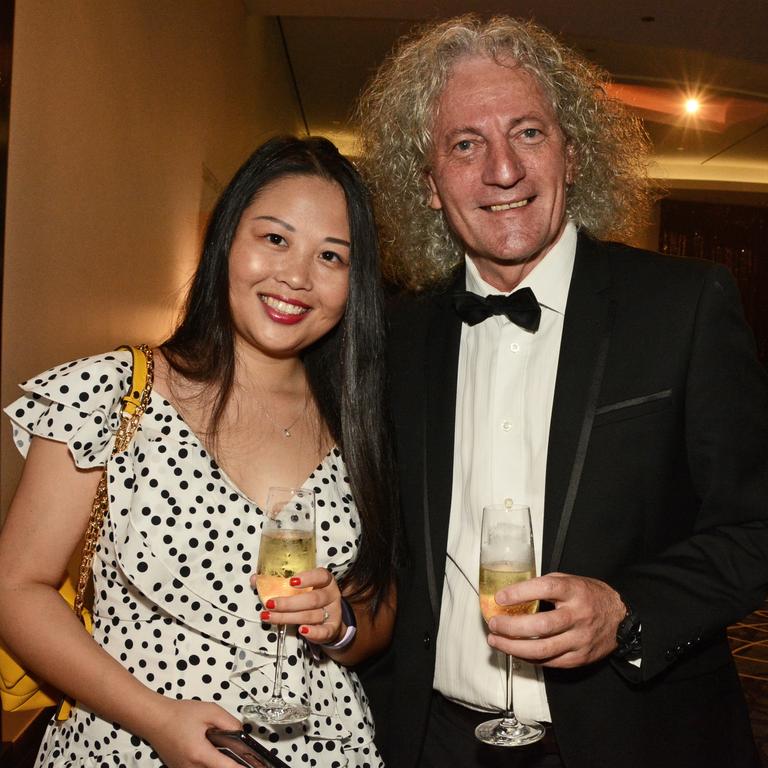 Emily Chen and Professor Bela Stancic at Gold Coast Business Excellence Awards Hall of Fame induction at The Star Gold Coast. Picture: Regina King.