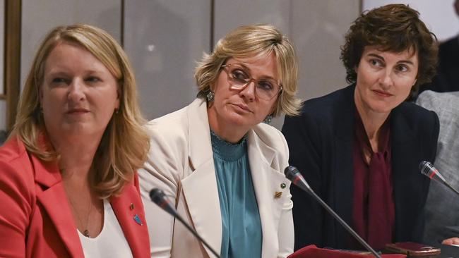 Teal MPs Kylea Tink, Zali Steggall, Kate Chaney. Picture: NCA NewsWire / Martin Ollman