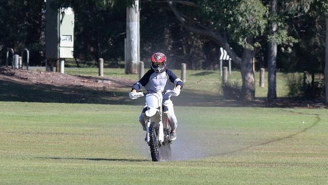 Motorcyclist leaves his mark. Picture: Chris Walker.