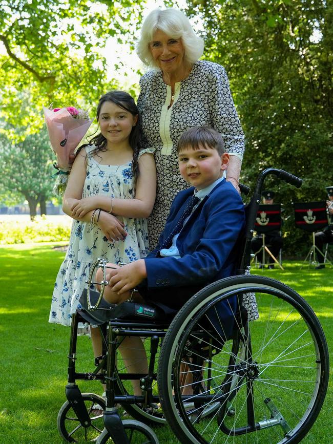 The Queen met with the two children. Picture: Buckingham Palace/AFP