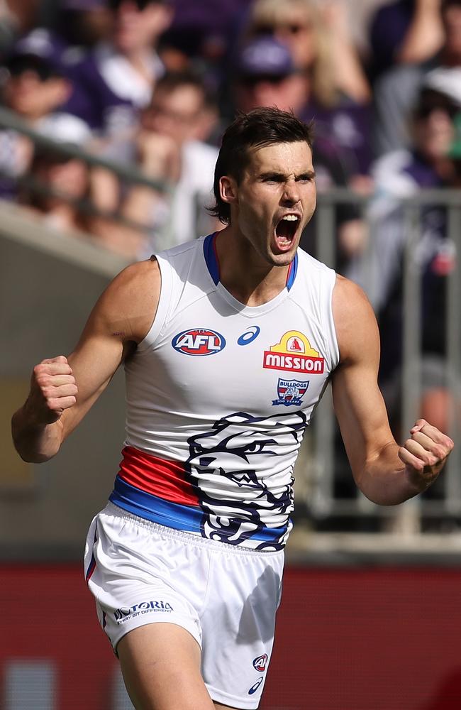 He’s back … almost. Sam Darcy could play for the Bulldogs as soon as next week. Picture: Paul Kane/Getty Images