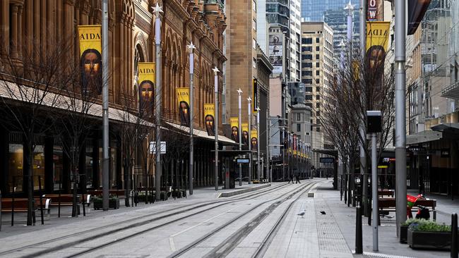 Eerie … No one to be seen in the CBD today. Picture: NCA NewsWire/Bianca De Marchi