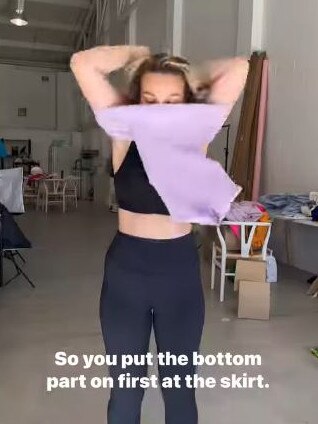 Chatfield demonstrated how to put the dress on properly in a video on Verbose the Label's Instagram. Picture: Instagram