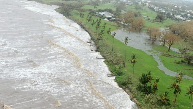 An aerial picture shows the coastline post cyclone Debbie at Bowen.