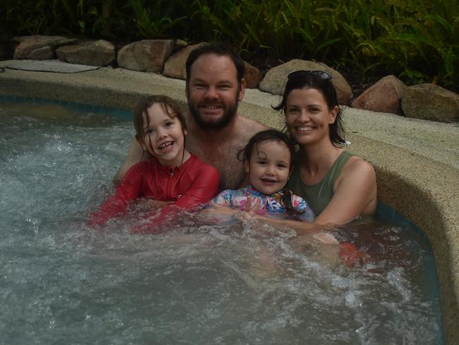 Andrew and Kim Trigell with their daughters Annabelle and Delilah holidaying at the Riveria Resort in Hervey Bay these Easter school holidays. Photo: Stuart Fast