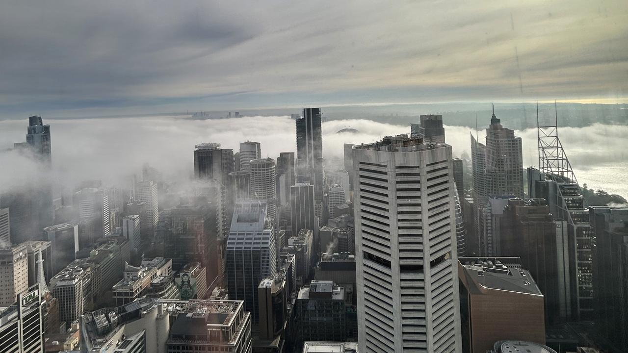 Clouds blanketed the city on Monday. Picture: The Observation Deck, Sydney Tower