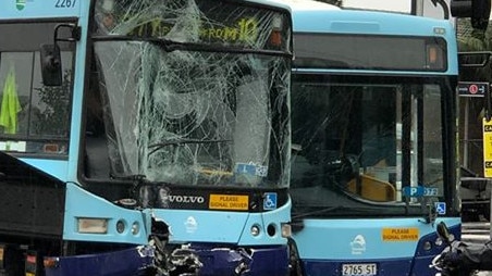 The bus crash. Picture: Nine News