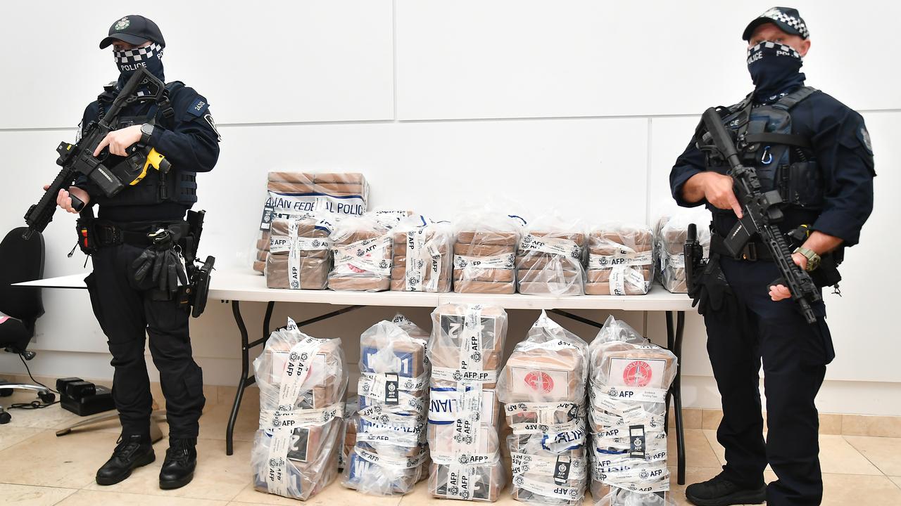 AFP guard some of the cocaine on Monday. Picture: NewsWire / John Gass