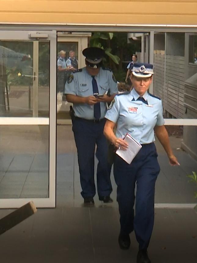 Police at the apartment block. Picture: TNV