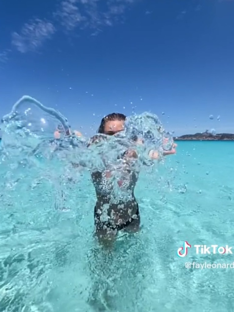 She couldn’t believe how crystal clear the water is. Picture: TikTok/fayleonard