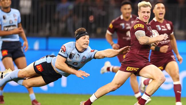 Cameron Munster has dared the Blues to target him after revealing he’s been playing with a fractured rib. Picture: Mark Kolbe / Getty Images
