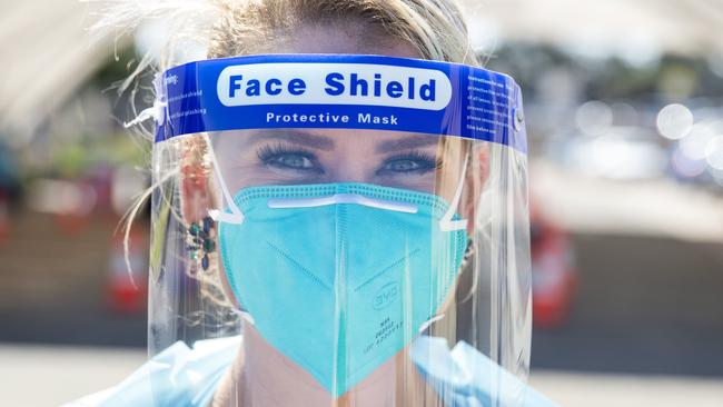 SYDNEY, AUSTRALIA - NewsWire Photos DECEMBER 27, 2020: Nurse Francee Drew smiles as she poses for a photo at the Bondi Beach COVID-19 drive through testing clinic. Picture: NCA NewsWire / Jenny Evans