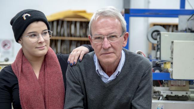 Swan Plastics owner David Monk with daughter Claire. Picture: Andy Brownbill