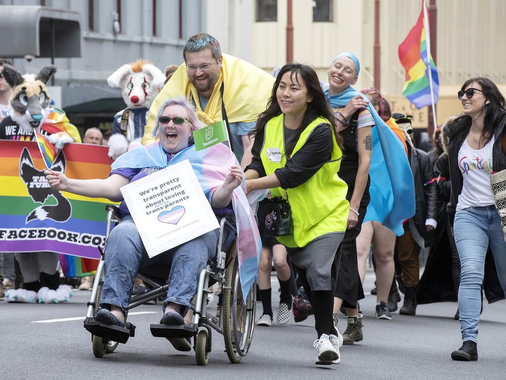 Pride March through Hobart. Picture Chris Kidd