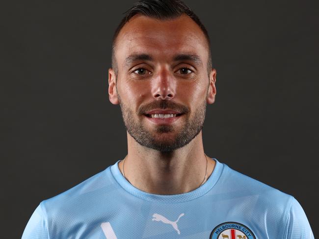 MELBOURNE, AUSTRALIA - SEPTEMBER 26: Florin Berenguer of Melbourne City poses during the Melbourne City A-League Men's headshots session at AAMI Park on September 26, 2022 in Melbourne, Australia. (Photo by Robert Cianflone/Getty Images)