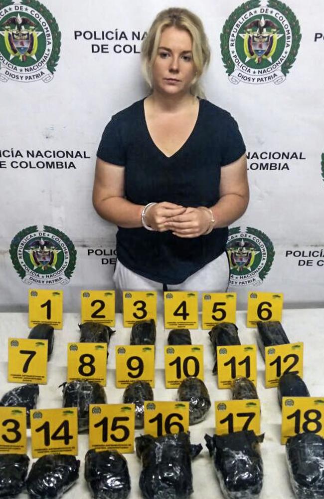 Cassie Sainsbury’s legal team is asking Australian taxpayers to help pay for her defence on drug smuggling charges. Picture: AFP/Colombia Anti-Narcotics Police