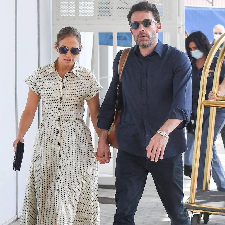 Jennifer Lopez and Ben Affleck are seen leaving Venice, Italy. Picture: Veronesi/Backgrid