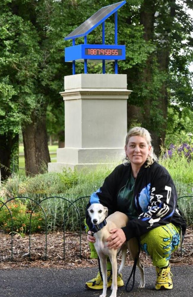 Yandell Walton with her artwork in Edinburgh Gardens, Fitzroy. Picture: Instagram